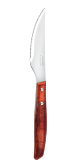 Cuchillo Chuletero Madera de Chopo Comprimida Tinte Rojo 110 mm