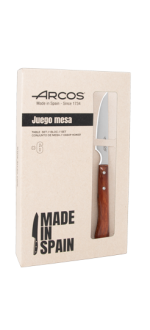 Set 6 Pzas. Cuchillo Chuletero Madera de Haya comprimida Filo Liso 110 mm